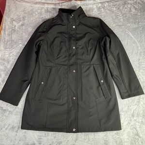 Lauren Ralph Lauren Soft Shell Walker Jacket Women LG Black Fleece Lined Mid